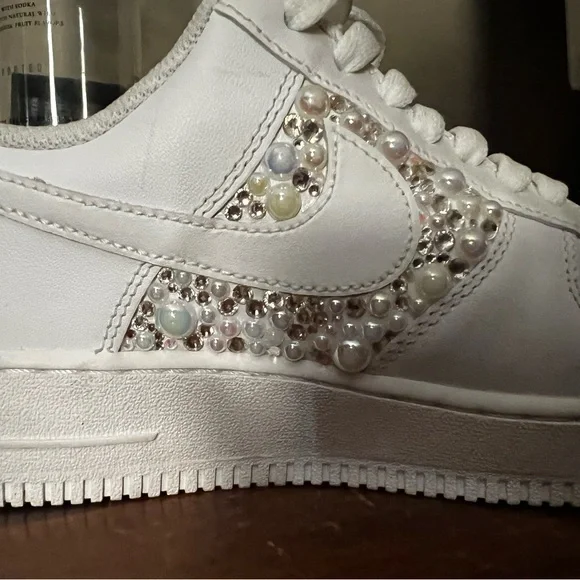 Women’s Air Force 1s Bedazzled for my Wedding Reception worn for 4 hours - Picture 3 of 7